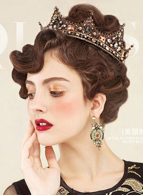 手工镶钻水晶女王风皇冠发夹新品