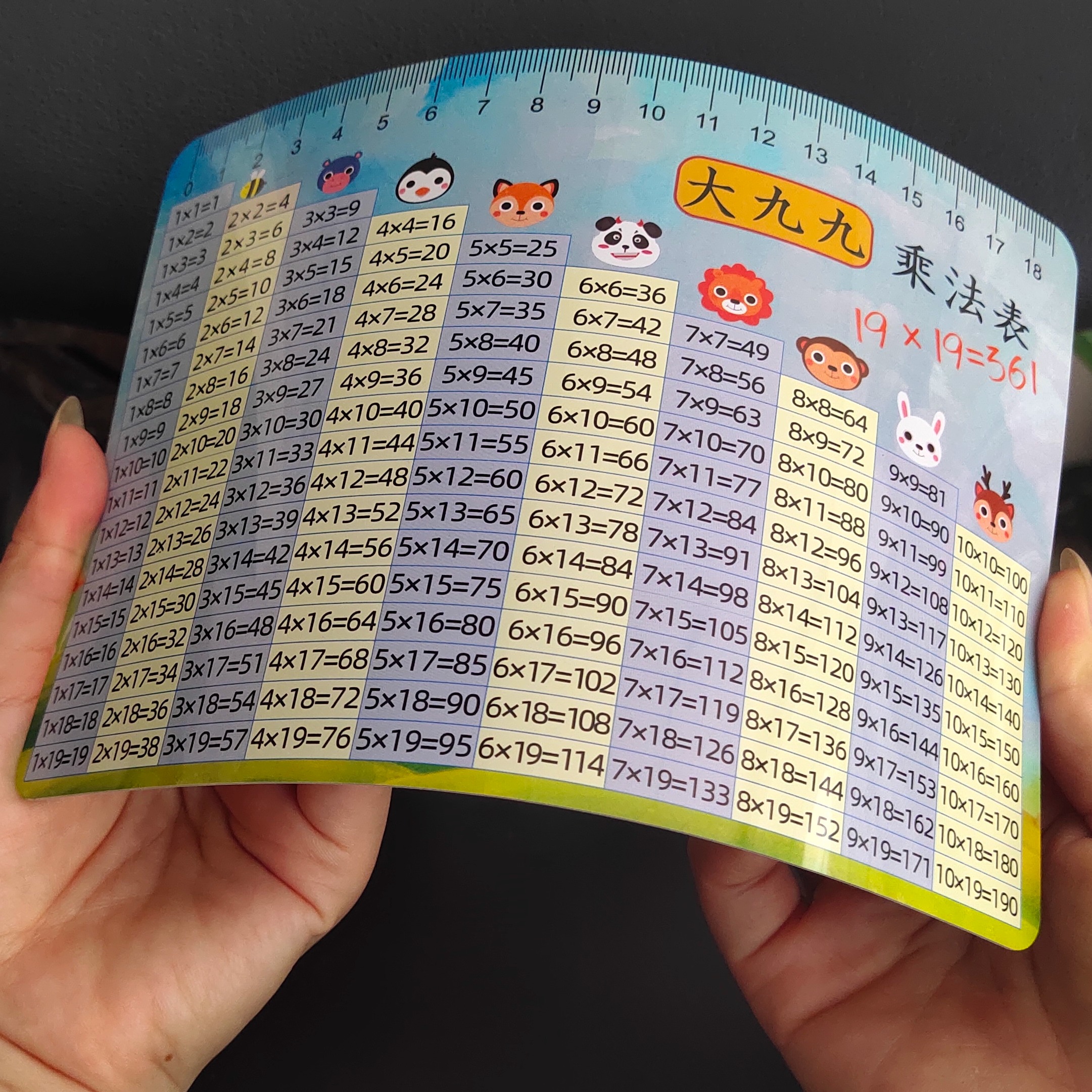二三年级大九九乘法口诀表卡片19×19乘法口诀小学生背诵神器