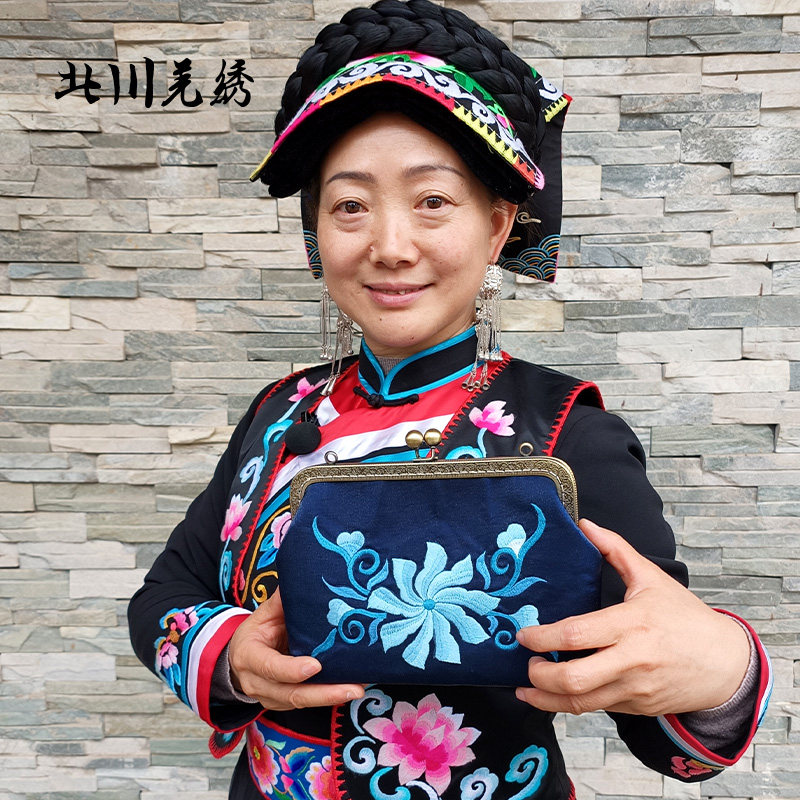 羌族刺绣手拿包 复古包民族风古风花纹样女手包 中国风小包