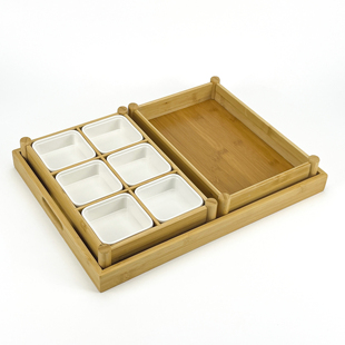 徐州烙馍卷馓子专用组合套装餐具煎饼卷大葱农家乐招牌菜竹木盘子