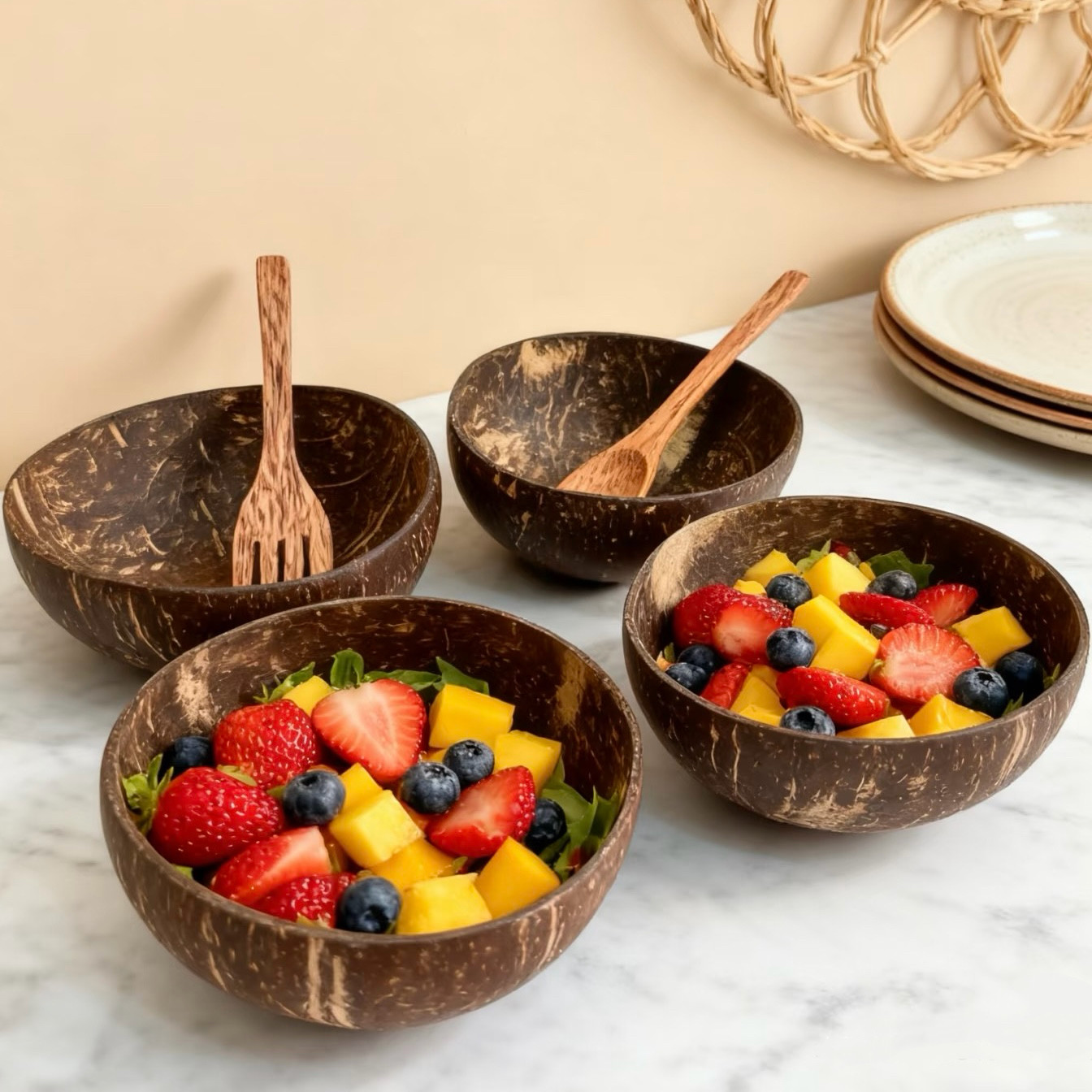 天然椰子壳碗甜品店酸奶碗糖水碗水果沙拉燕麦片奶昔轻食椰壳碗