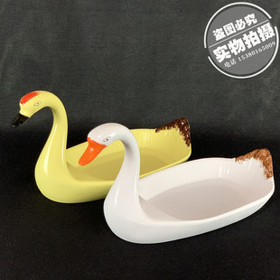 清仓仿瓷密胺北京烤鸭烧鹅鸭头专用碟火锅店创意天鹅鸭肠肉片盘子