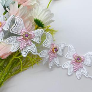条码 蕾丝花边 辅料 蝴蝶结刺绣贴花服装 花边 头饰品DIY童装
