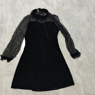 腰围76 胸围96 丝绒网纱连衣裙 裙长82