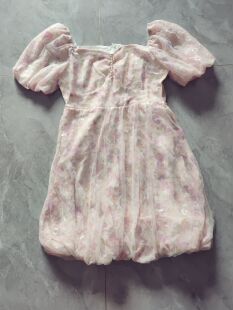 不退换 L码 重工亮片立体蝴蝶网纱公主连衣裙 长80胸92腰围76