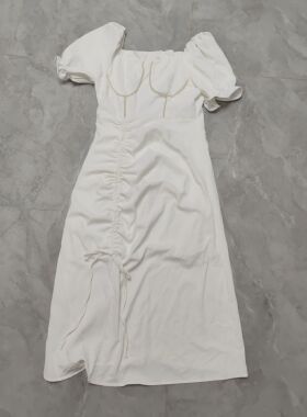 重工白色珍珠连衣裙 裙长113  胸86 腰围70 L码偏小不退换