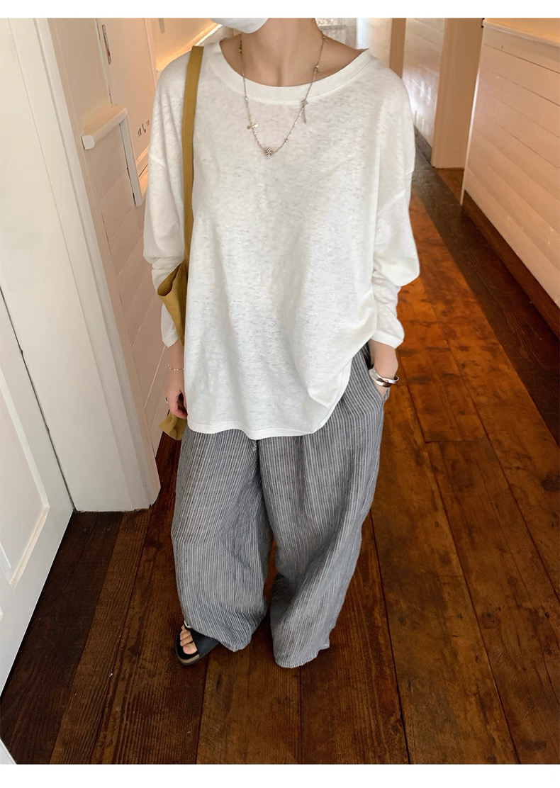 专柜轻盈干爽罗纹汉麻打底衫2509