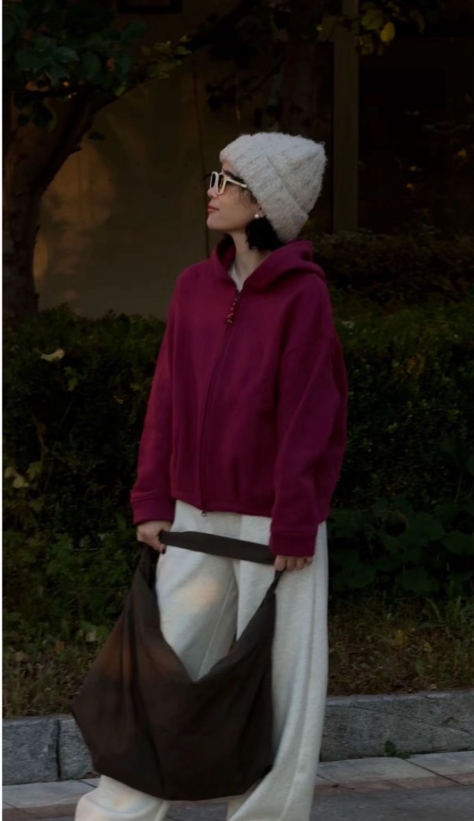 【火龙果】秋冬汉麻棉加绒双头拉链宽松外套连帽上衣25371