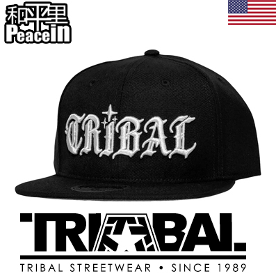 【北京现货】Tribal gear官网购回snapback 黑色街头匪帮哥特字体