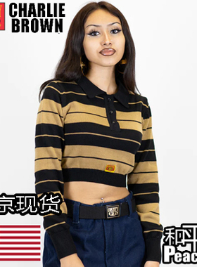 【北京现货】FB County polo横条纹美国西海岸HIPHOP长袖翻领露脐