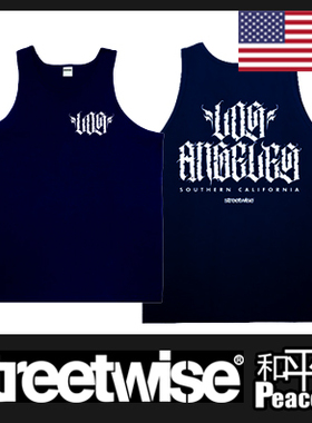 【北京现货】STREETWISE LOS ANGELESE 背心洛杉矶纹身LA花体字