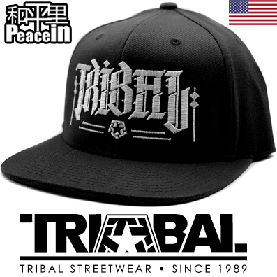 【北京现货】Tribal gear官网购回snapback黑色街头匪帮哥特字体