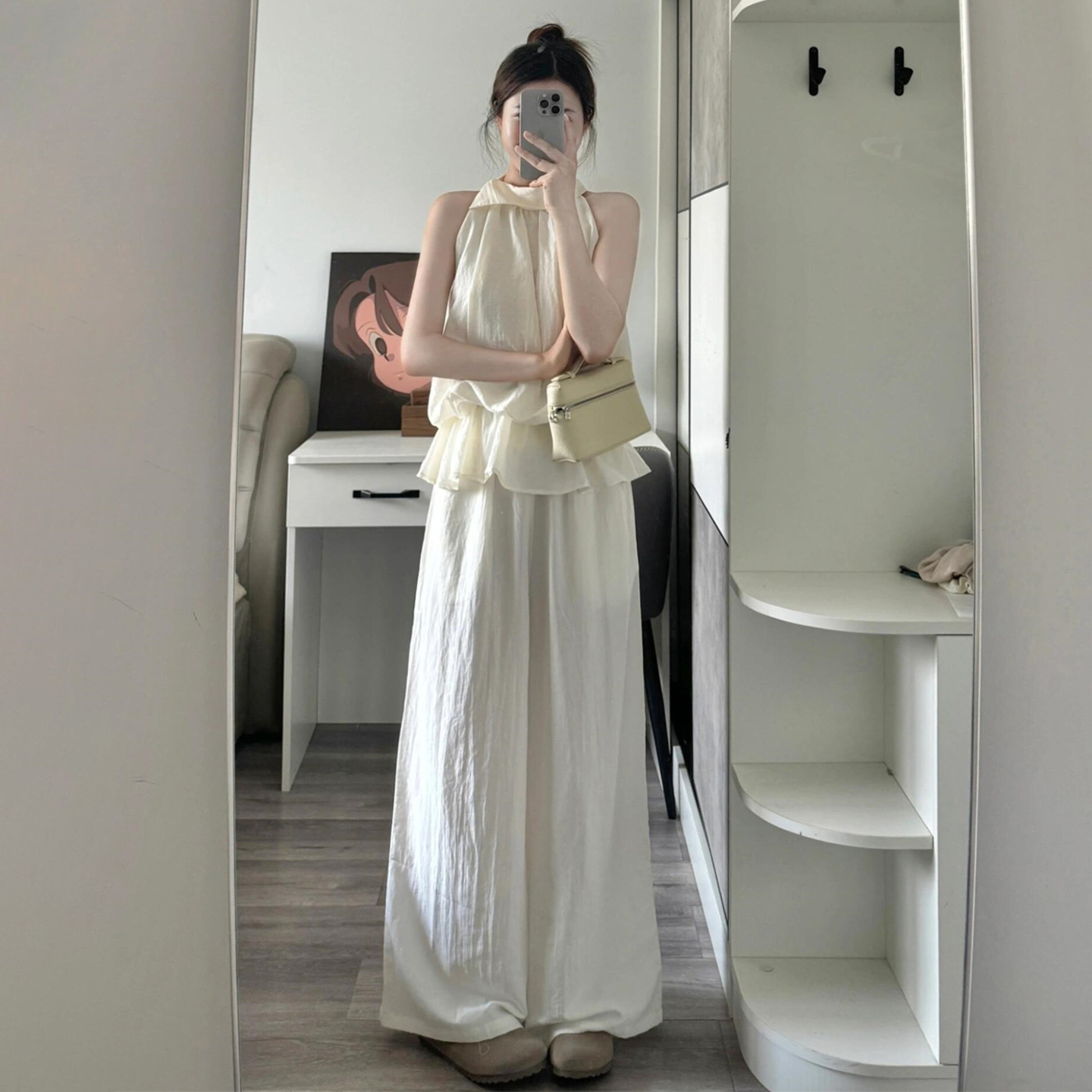 法式挂脖无袖连衣裙子女2025新款夏季气质高级感大方得体裙裤套装