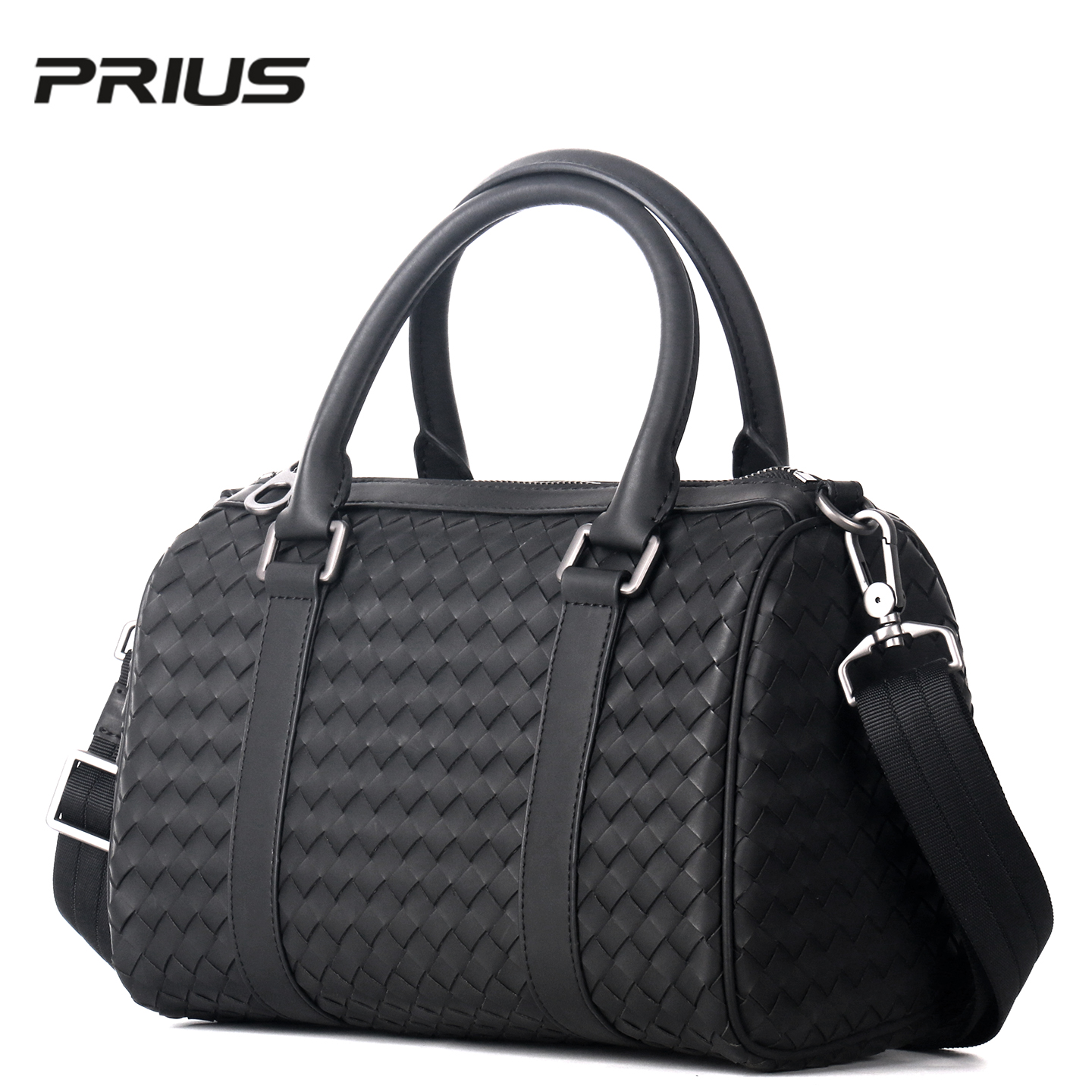 品牌手提包打蜡皮编织包男女通用款大容量圆筒包单肩斜挎包水桶包