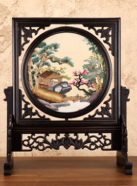 苏绣摆件手工双面绣刺绣摆台家居饰品结婚乔迁商务伴手礼文创礼品