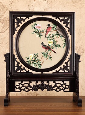 苏州刺绣手工双面绣台屏桌面摆件中国风特色商务礼品苏州纪念礼物