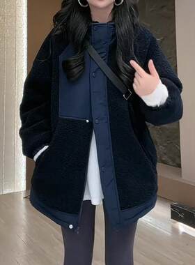 欧货复古皮毛一体羊羔毛外套