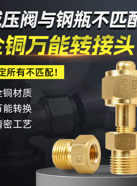 气体钢瓶转接头QF-21A转接头G5/8转w21.8转G1/2正反丝cga580