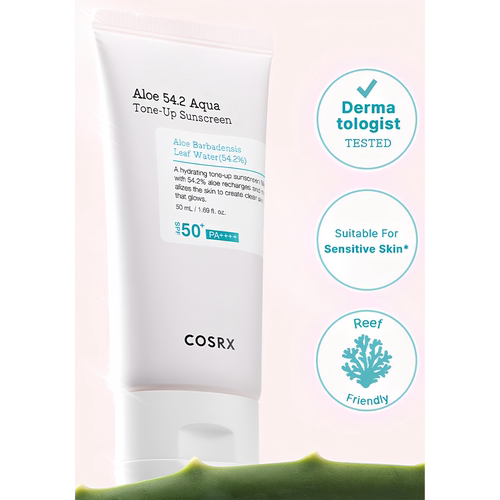 COSRX 芦荟水润防晒素颜隔离霜SPF50+PA++++50ml海边度假登山防护