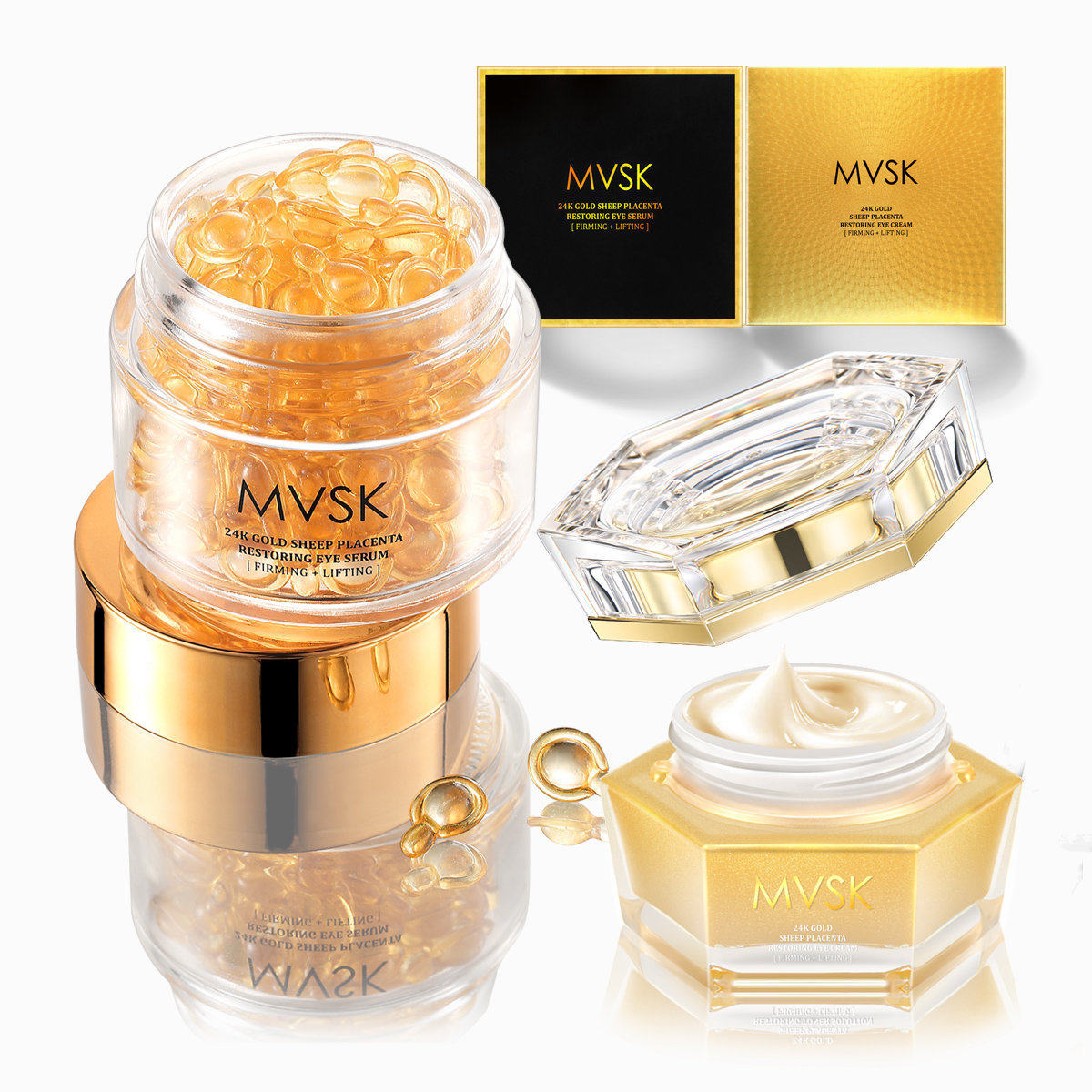 MVSK 24K金羊胎素再生眼部护理套装眼霜+时空胶囊奢养24K黄金滋养