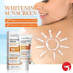 SADOER 清透防晒乳霜50g户外海边登山爬行旅游军训防护SPF90+PA++