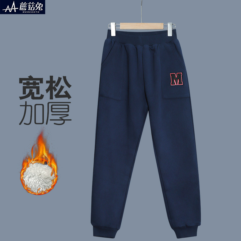 胖童装裤子冬季加绒加厚男童棉裤外穿中大童加肥加大保暖裤子宽松