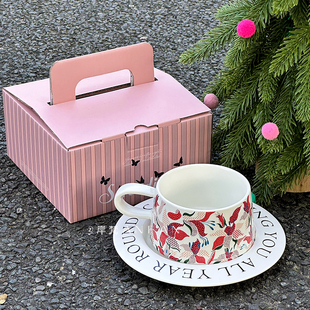 中古风艳若花火咖啡杯碟精致下午茶杯碟送女生礼物高档伴手礼
