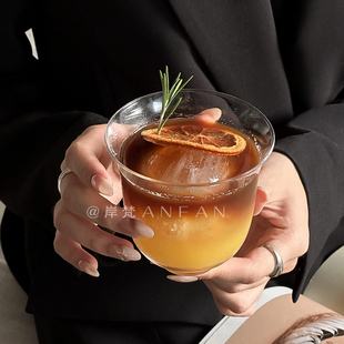 古典阔口杯鸡尾酒杯玻璃杯洋酒杯威士忌杯家用轻薄水杯客厅杯子