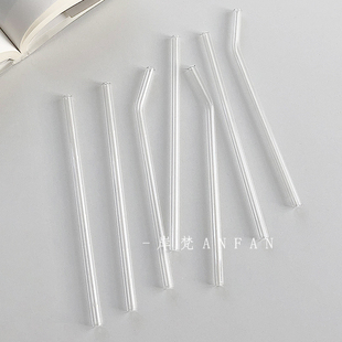 岸梵*透明玻璃ins风吸管弯头果汁牛奶耐高温搅拌棍简约耐用