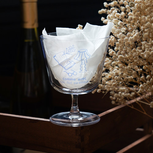 岸梵创意高脚透明杯子鸡尾酒杯轻薄咖啡玻璃杯阔口杯特调杯气泡杯