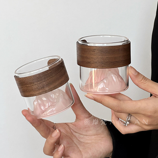 岸梵 ins风观山杯富士山玻璃杯咖啡杯子家用喝水杯茶杯威士忌酒杯