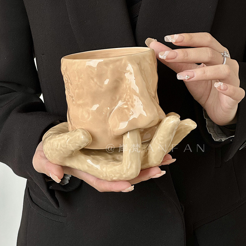 岸梵 ins趣味搞怪抠鼻孔陶瓷收纳托小众创意饰品首饰化妆刷收纳桶,收纳整理,化妆刷收纳盒/桶,淘宝优惠券,粉丝福利购,淘宝优惠卷