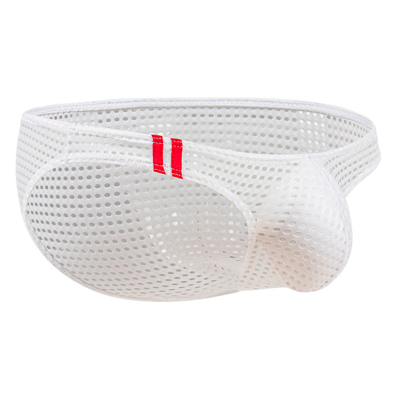 男士冰丝网孔透明内裤U凸囊袋低腰透气性感三角裤胖熊胖子大码