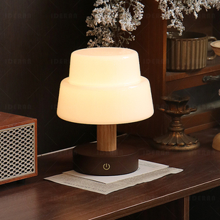 ideran复古台灯蘑菇灯怀旧vintage中古风玻璃卧室桌面充电小夜灯