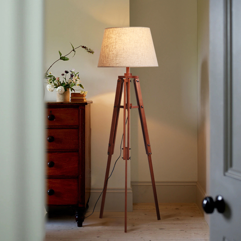 美式复古怀旧落地灯客厅沙发旁边几卧室床头高端装饰实木立式台灯