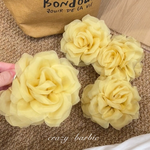 Атмосферная желтая заколка-крабик, аксессуар для волос, в цветочек, изысканный стиль