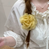 Атмосферная желтая заколка-крабик, аксессуар для волос, в цветочек, изысканный стиль