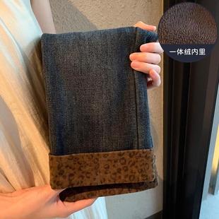 女童加绒牛仔裤阔腿裤冬装2025新款小童女宝宝一体绒裤子穿搭时髦