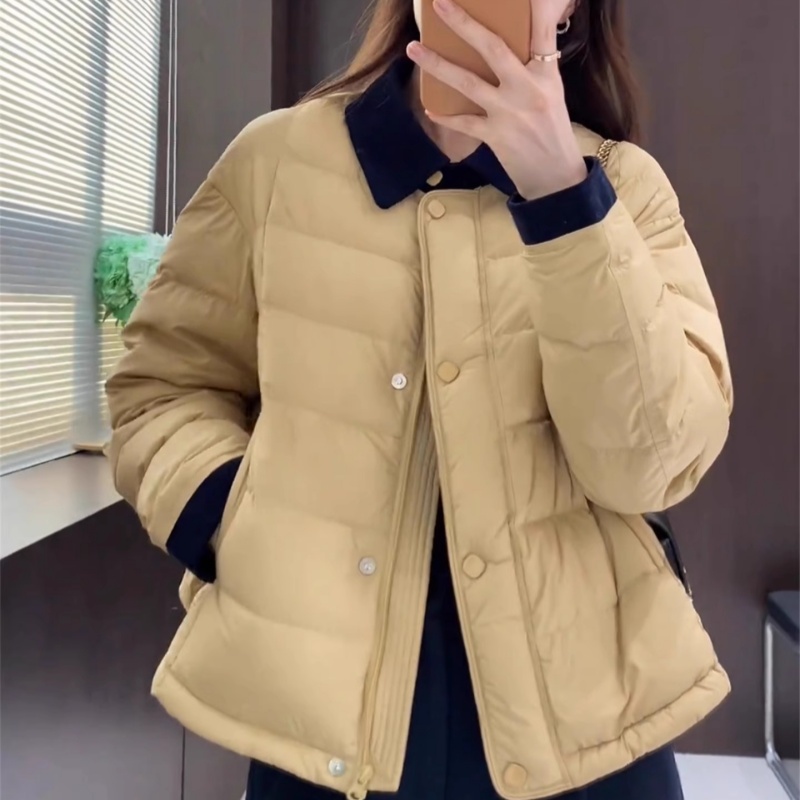 轻薄羽绒棉服女短款冬季2025新款高级感洋气宽松小个子拼色外套