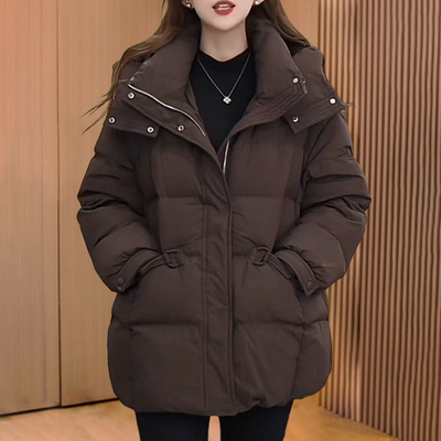 中长款棉服连帽加厚面包服外套