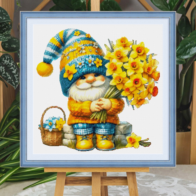 春天十字绣套件可爱捧花小矮人卡通客厅卧室DIY手工刺绣2025新款