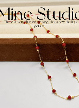 Mine Studio｜绝配刻面复古朱砂细项链简约小众气质优雅精致高级