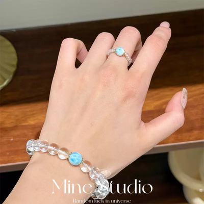 Mine Studio·新款天然海纹石净体白水晶手串女手链爆款轻奢戒指