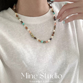 Mine Studio·天然石串珠老山檀项链小众设计感锁骨链颈链毛衣链