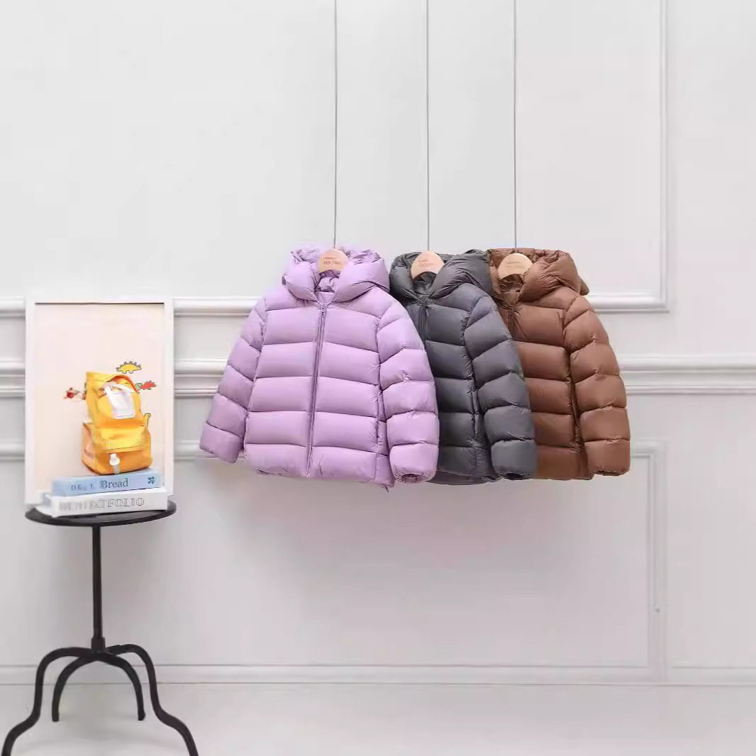 2025冬季女童羽绒服短款连帽90白鸭绒中小童男童宝宝儿童保暖外套