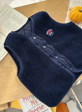 男童夹棉马甲2025秋冬新款韩版加厚加绒保暖两面穿马甲QW256324