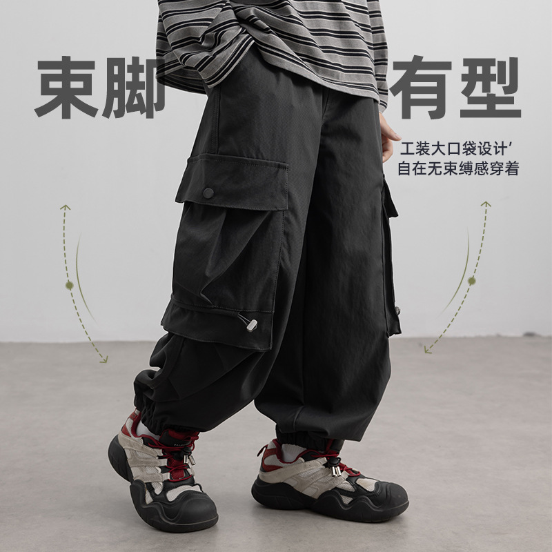 男童工装裤子春秋款2025新款痞帅中大儿童装秋季休闲裤男孩秋装潮