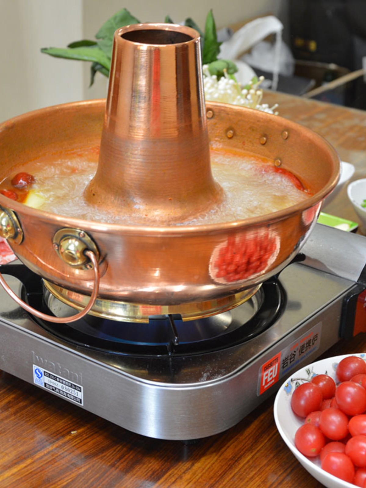 卡式炉专用铜火锅纯铜涮羊肉锅燃气铜打边炉火锅一体加厚野外居家