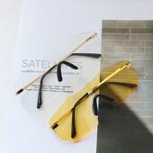 个性 2022跨境一体式 无框炫彩太阳镜男女款 大框墨镜欧美潮流太阳镜