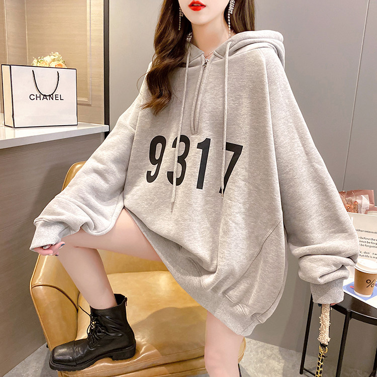 大码女装300斤胖mm加绒加厚卫衣女秋冬宽松韩版显瘦cec上衣外套